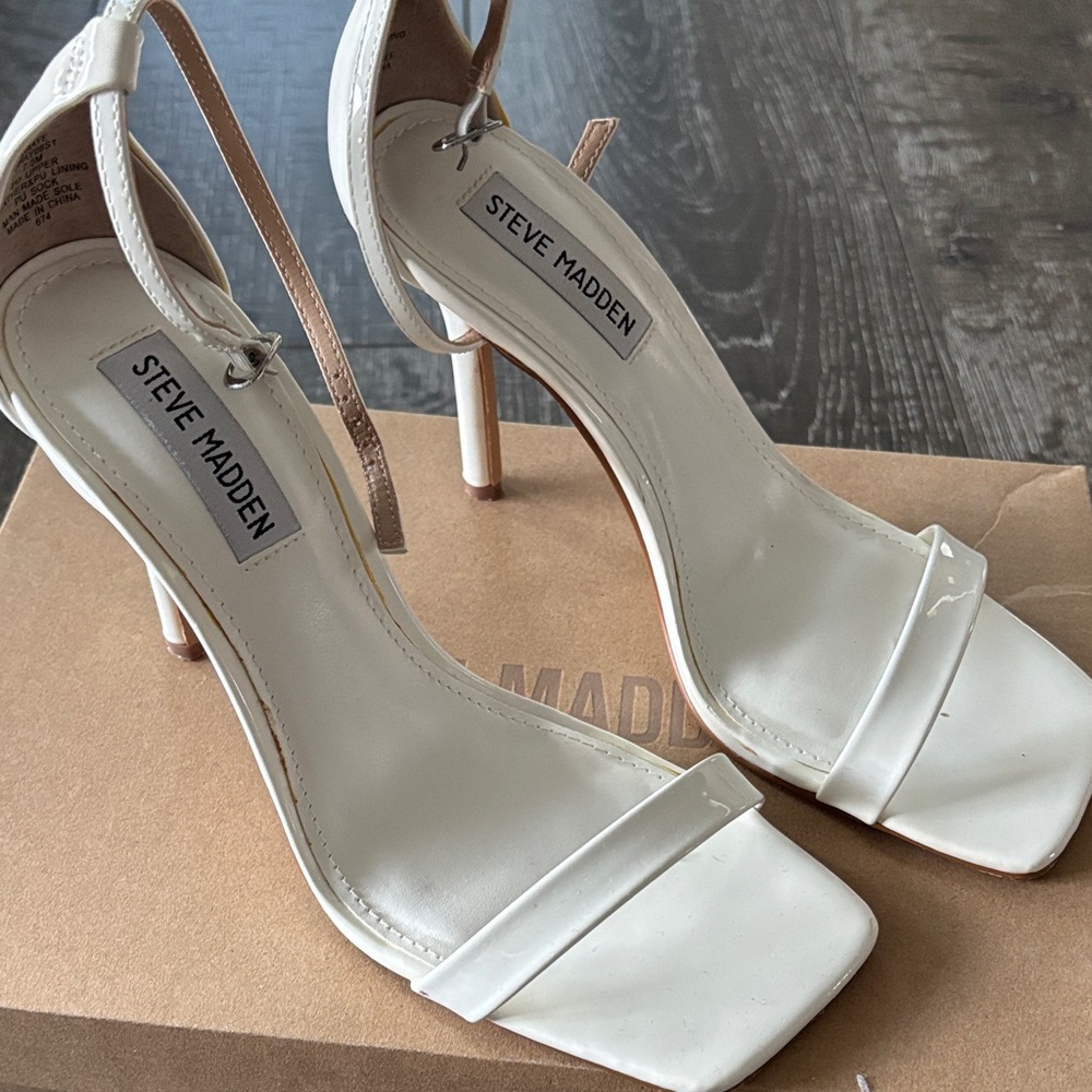Steve Madden White Strappy Heels